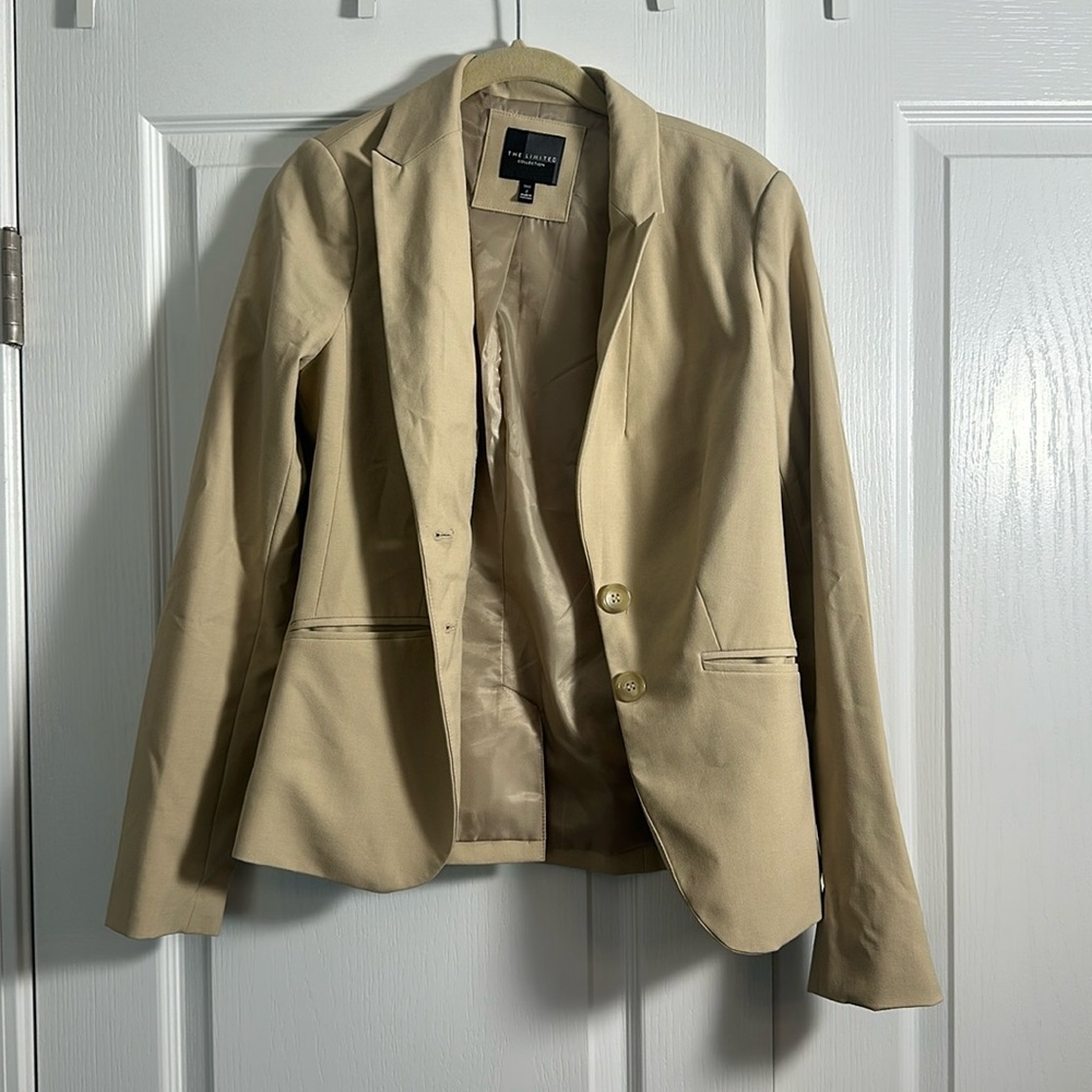 The Limited Sz 2 Tall Suit Jacket tan - EUC with cute striped lining
